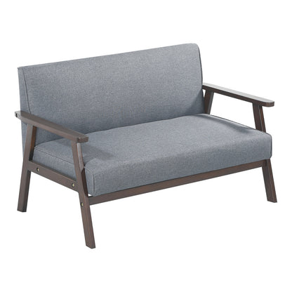 Bankstel – 2-Zitsbank – Zitbank – Bankje – Sofa – Grijs – Houten Frame – 121x69x75 cm – Comfortabel & Stevig