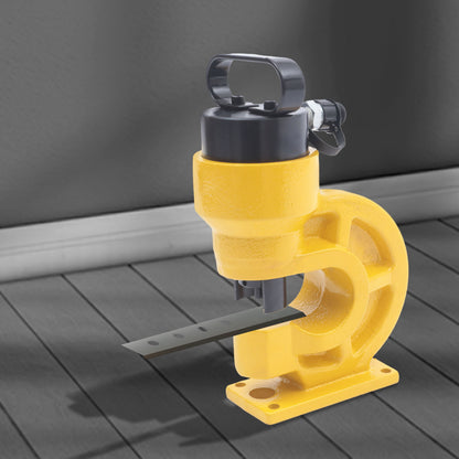 Hydraulische Pers – Handmatige Ponsmachine – Werkplaatspers – Metaalpunssmachine – Industrieel Ponsgereedschap – 31 Ton Kracht – Brede Mondopening 34,5 cm – Heavy-Duty Stalen Behuizing – Duurzaam Geel Staal