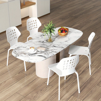 Eetkamerstoelen Set 4 – Keukenstoelen – Stoelen Zonder Armleuning – Metaal Stoelen – Moderne Stoelen – Ergonomische Rugleuning – Stevig Metalen Frame