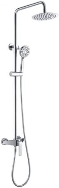 Douchekolom – Doucherail – Douchepaneel – Handdouche – Douchekraan – Verstelbare Hoogte 87-123 cm – Messing Chroom Afwerking