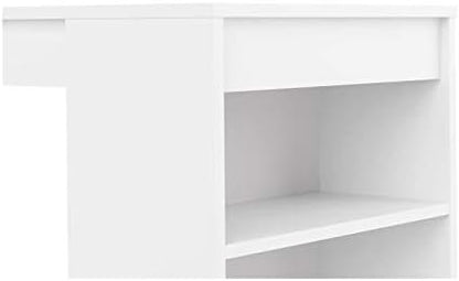 Temahome Bartafel met opbergruimte, Melamine spaanplaat, Wit, 115 x 50 x 102,7 cm