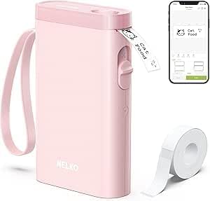 Nelko Labelprinter, Bluetooth P21 zelfklevend labelapparaat, draagbaar beschrijfapparaat, zelfklevende labelprinter, mini-labelprinter met iOS Android, voor thuis, kantoor, lichtgrijs