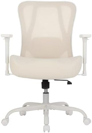 Bureaustoel – Kantoorstoel – Office Chair – Werkstoel – Bureaustoel Met Armleuningen – Ergonomisch Mesh – Verstelbare Hoogte – Kantelfunctie – Beige – Tot 230 kg