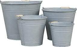 Prachtige zinken pot/zink container voor beplanting - kleur: natuurlijk zink - binnen en buiten - winterbestendig - plantenbak/tuindecoratie (emmer - set van 4)