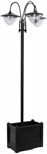 Solar Tuinlamp – Solar Buitenlicht – Solar LED Lamp – Solar Tuinverlichting – Driekoppige Lamp Met Bloempotvoet – Waterdicht – Roestvrij Staal – 60x55x189 cm