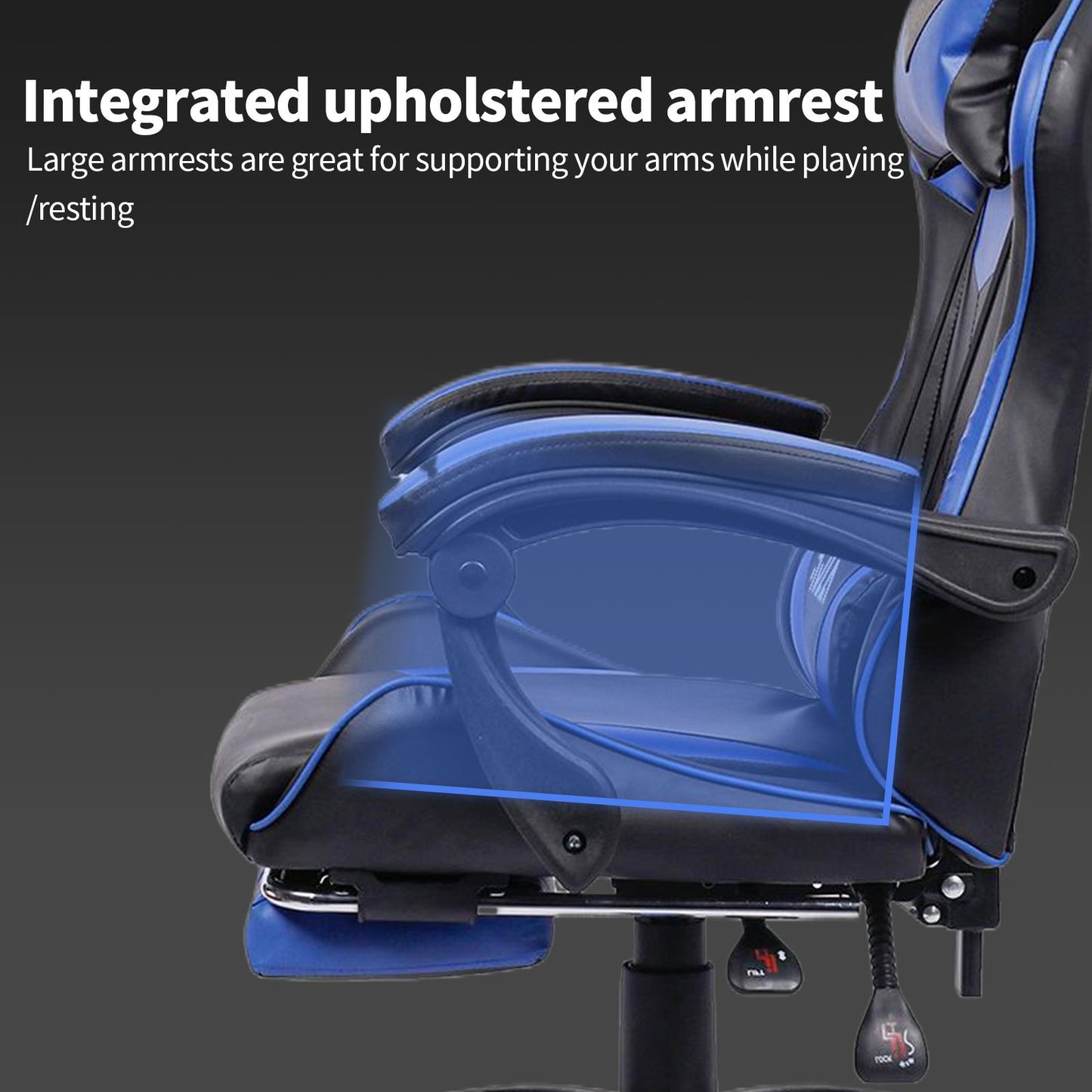 Ergonomische Gamingstoel – Bureaustoel – Gamedraaistoel – Werkstoel – Bureauzetel – Met Verstelbare Voetsteun – 360° Draaibaar Met Hoofdsteun - Blauw