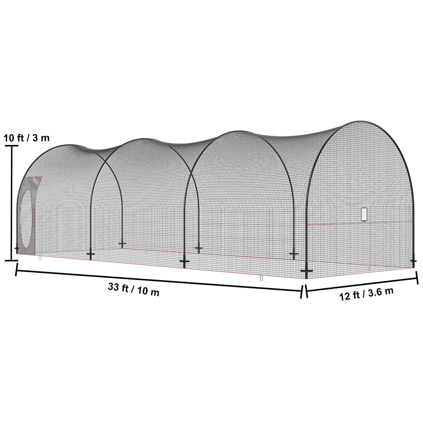Batting Cage – Honkbal Kooi – Oefenkooi – Softbal Kooi – Pitching Kooi – Extra Ruim 10x3,3x3 Meter – Duurzaam Glasvezel Frame