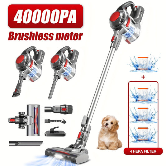 Draadloze Stofzuiger – Steelstofzuiger – Zakloze Stofzuiger – Handstofzuiger – Snoerloze Stofzuiger – 36000Pa Zuigkracht – 1,6L Stofreservoir Met 4 HEPA-Filters