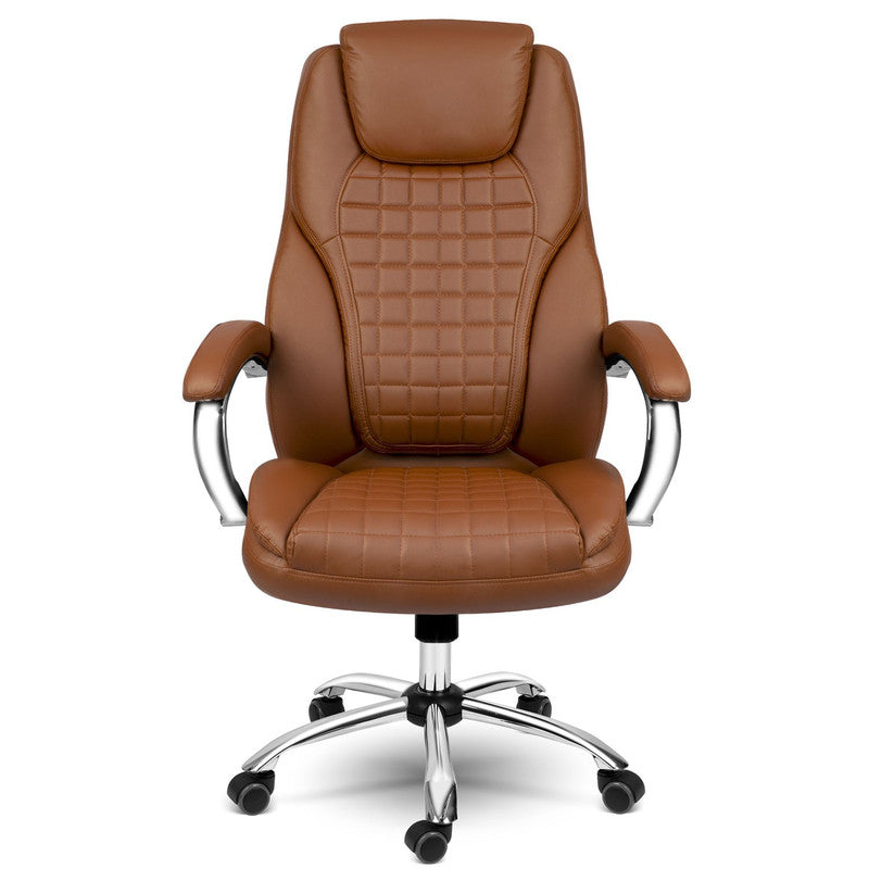 Bureaustoel – Stoel – Werkstoel – Bureaustoel Ergonomisch – Bureaufauteuil – Verstelbare Hoogte – Eco-Leren Bekleding – Schommelfunctie – Max. 120 kg Draagkracht - Bruin