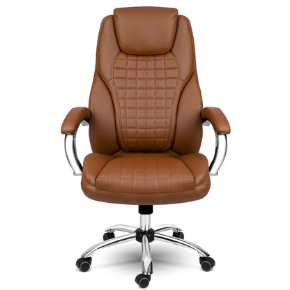 Bureaustoel – Stoel – Werkstoel – Bureaustoel Ergonomisch – Bureaufauteuil – Verstelbare Hoogte – Eco-Leren Bekleding – Schommelfunctie – Max. 120 kg Draagkracht - Bruin