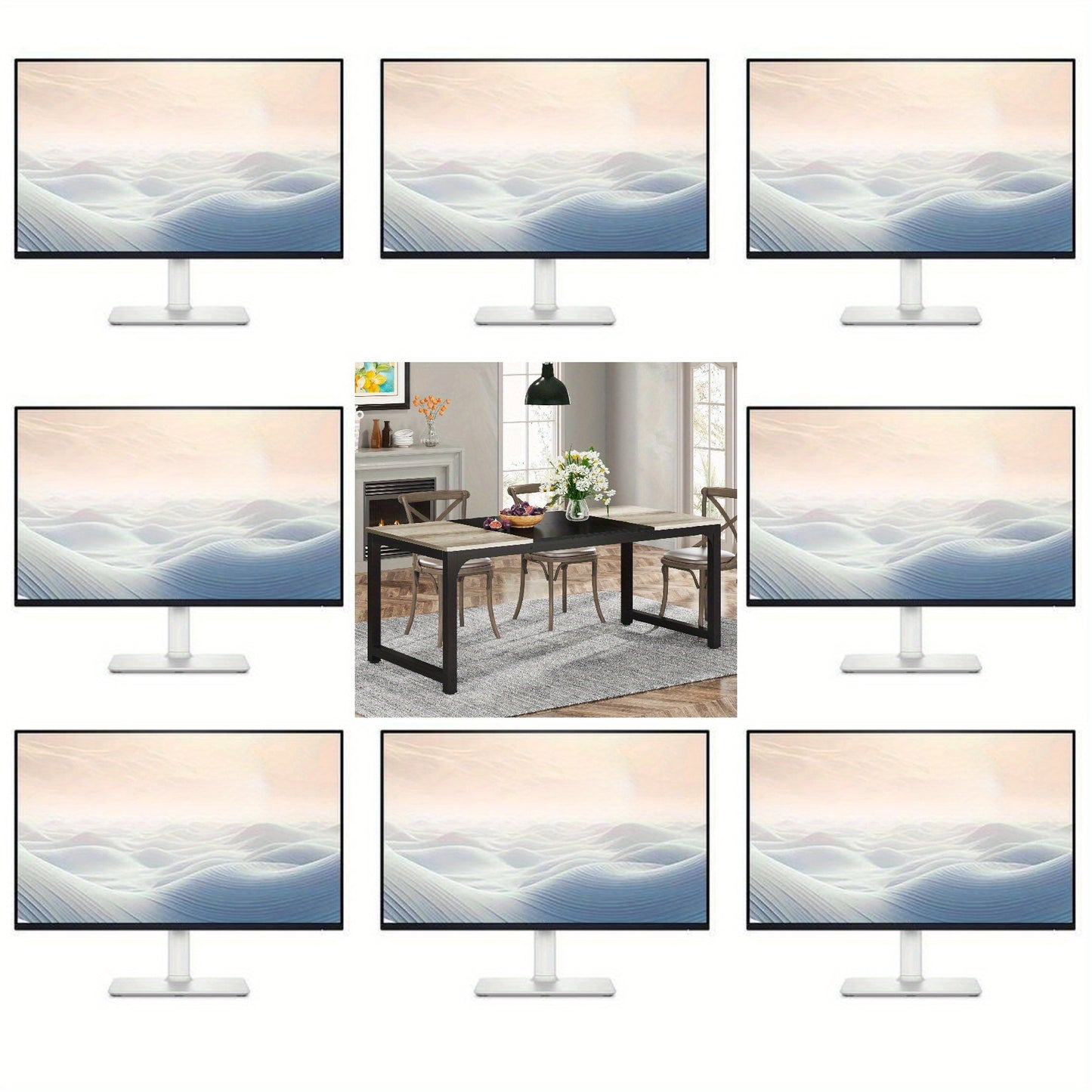 Eettafel – Tafel – Dinertafel – Keukentafel – Eetkamertafel – Industrieel Modern Design – 180x80 cm Groot Formaat – Stevige Metalen Poten Gris MDF Blad