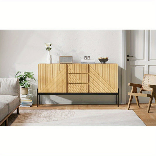 Dressoir – Sideboard – Opbergkast – TV-meubel – Buffetkast – Metaal & Spaanplaat – 2 Deuren & 3 Lades – Compact Design H75xB140xD40 cm