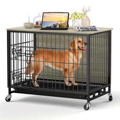 Hondenren – Hondenbench – Puppyren – Hondenkennel – Hondenhok – 69x51x60 cm – Metalen Frame – Dubbele Deuren & Uitneembare Lade