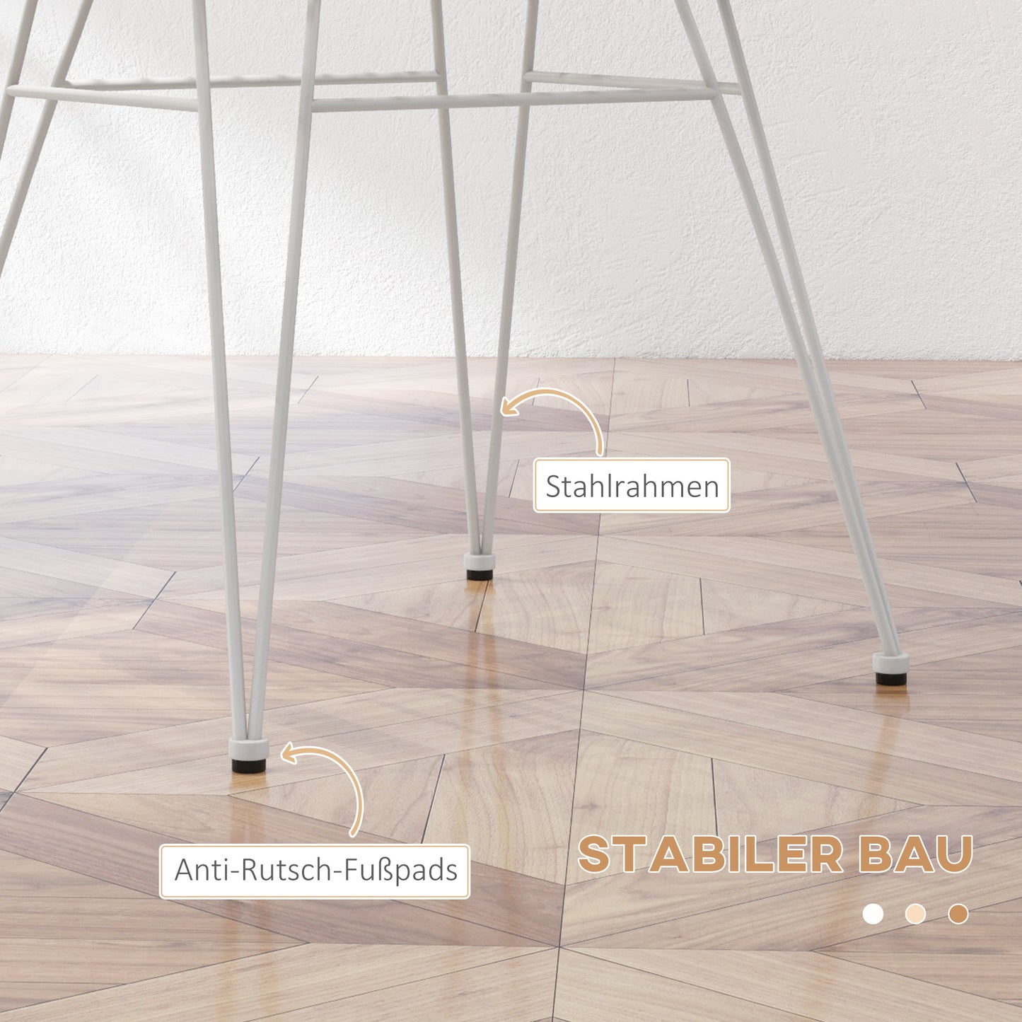 Boho Stoelen – Keukenstoelen – Eetkamerstoelen – Rieten Stoelen – Tuinstoelen – Set Van 2 – PE Rattan – Weerbestendig & Compact 56x60x79 cm – Naturel/Wit