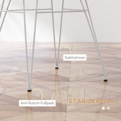 Boho Stoelen – Keukenstoelen – Eetkamerstoelen – Rieten Stoelen – Tuinstoelen – Set Van 2 – PE Rattan – Weerbestendig & Compact 56x60x79 cm – Naturel/Wit