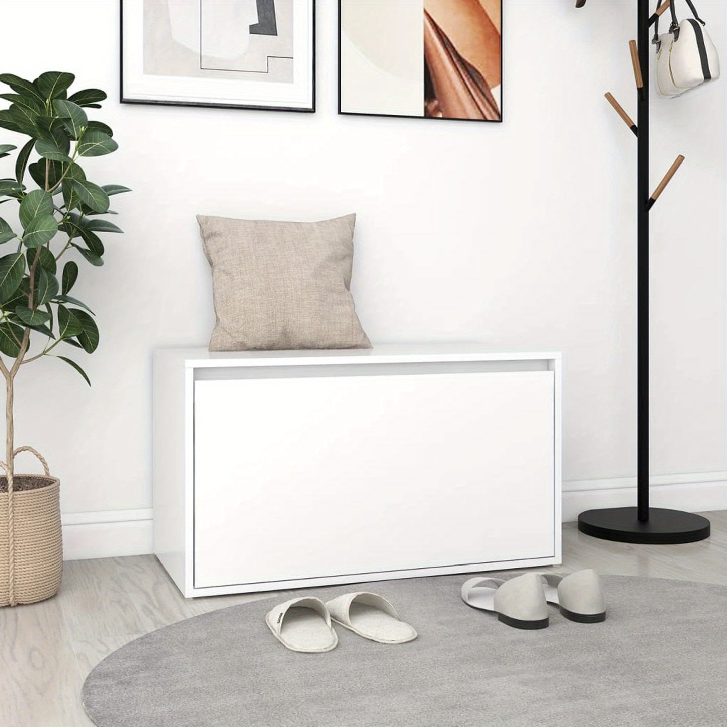 Bankje – Halbank – Zitbank – Schoenenbank – Vensterbank – Wit Gelamineerd Hout – Compact 80x40x45 cm