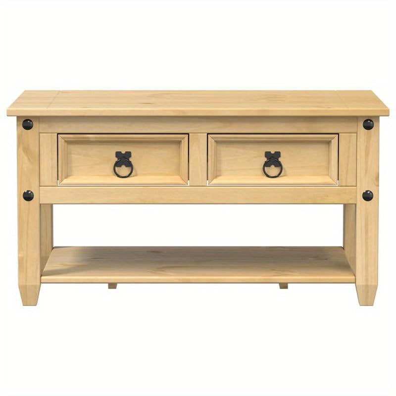 Salontafel – Koffietafel – Bijzettafel – Woonkamertafel – Tafeltje – Massief Dennehout – 2 Lades – Compact 85x50x45 cm