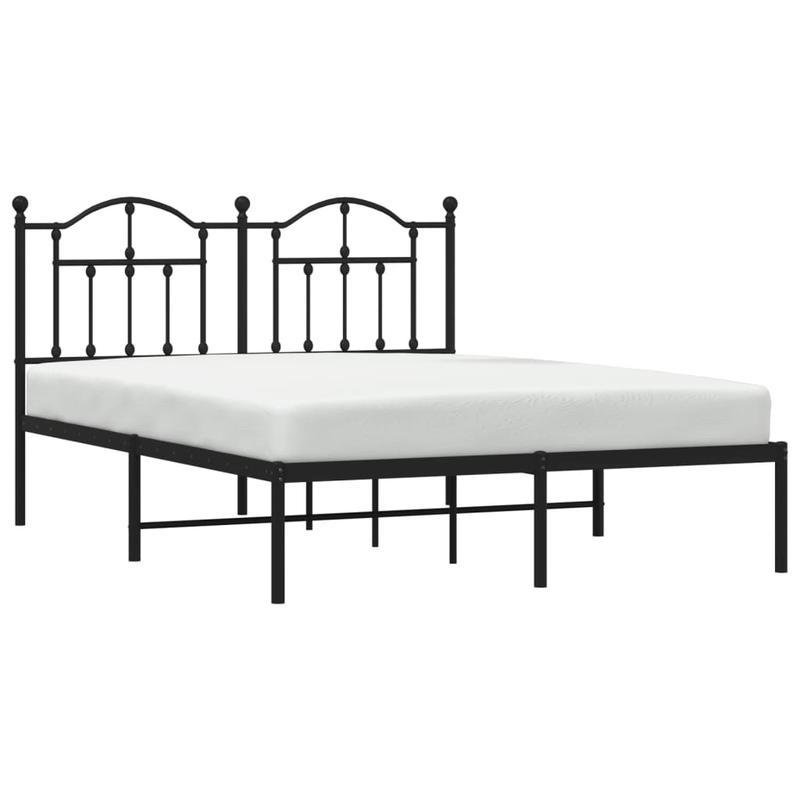 Bedframe – Stalen Bedframe – Metaal Bed – Slaapbank – Bedonderstel – Zwart Hoofdeinde – 140x190 cm – Stevig Metalen Frame