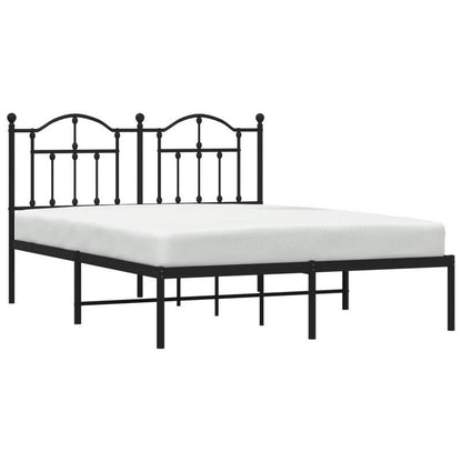 Bedframe – Stalen Bedframe – Metaal Bed – Slaapbank – Bedonderstel – Zwart Hoofdeinde – 140x190 cm – Stevig Metalen Frame
