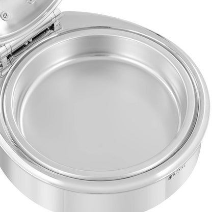 Voedselwarmer – Buffetwarmer – Warmhoudplaat – Warmhoudcontainer – Ronde Waterbad Voedselwarmer – 5,5 Liter – Roestvrij Staal & Glazen Deksel