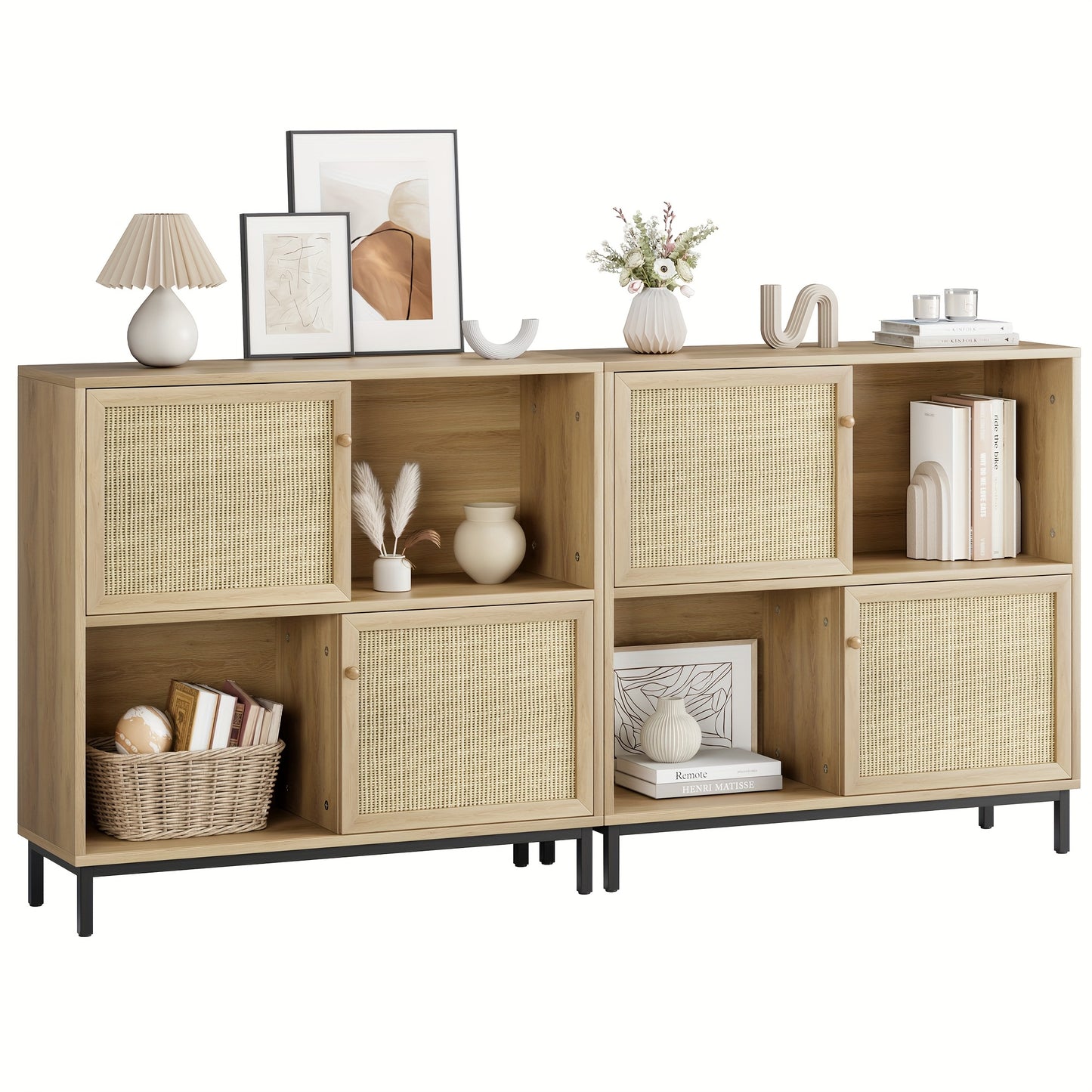 Sideboard – Dressoir – Opbergkast – Kast – Wandmeubel – Schuifdeuren – 4 Ruime Compartimenten – MDF Houtfineer – Compact 101 cm Hoog