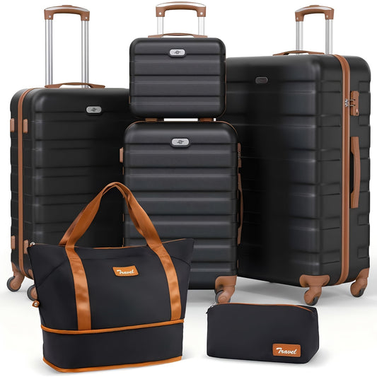 Kofferset – Reiskoffers – Trolley – Handbagage – Spinner Koffer – 5-delige set – Duurzaam ABS+PC – TSA Combinatieslot