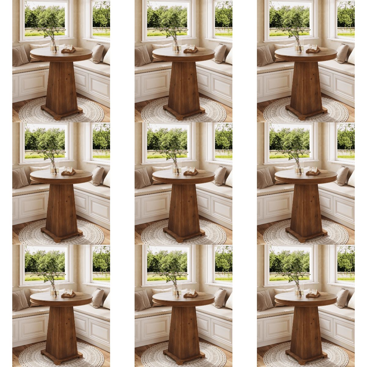 Ronde Eettafel – Kleine Tafel – Keukentafel – Ontbijttafel – Bistrotafel – 80 cm Solid Wood Top – Geometrische Onderstel