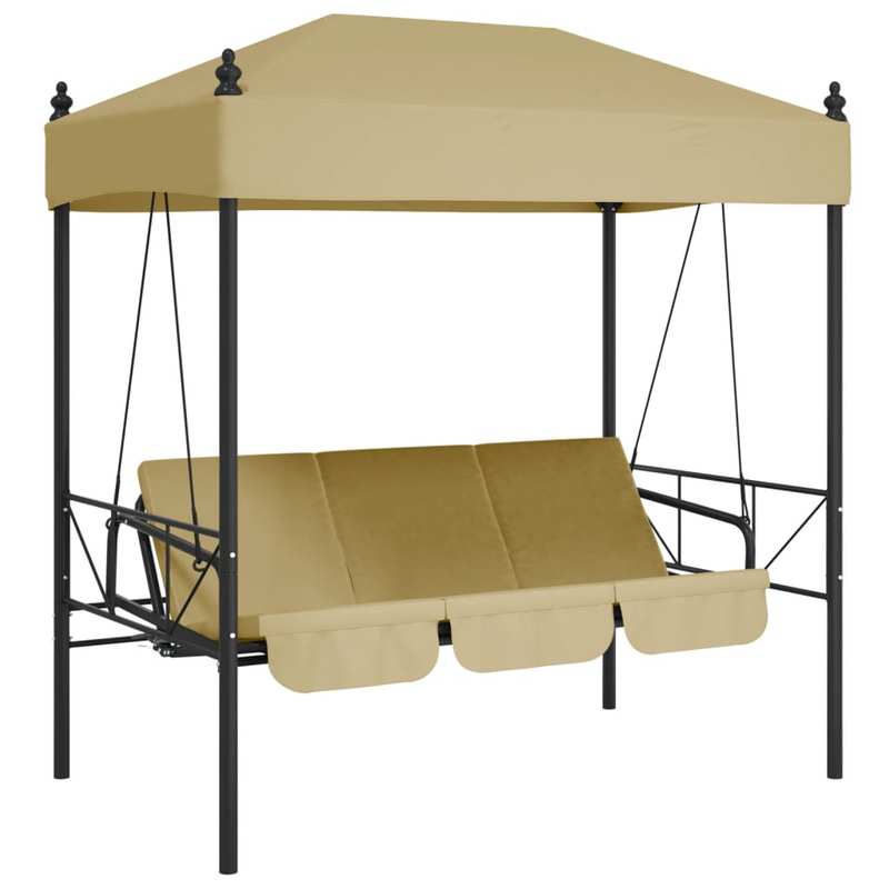 Hollywood Schommelbank – Tuinbank – Zitzak Schommel – Lounger – Swingbed – Stabiel Stalen Frame – Polyester Zonnedak – Sandkleur