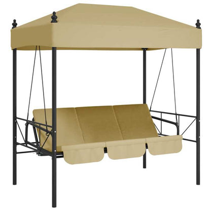 Hollywood Schommelbank – Tuinbank – Zitzak Schommel – Lounger – Swingbed – Stabiel Stalen Frame – Polyester Zonnedak – Sandkleur