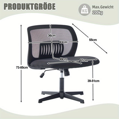 Bureaustoel – Kantoorstoel – Draaistoel – Computerstoel – Werkstoel – Verstelbaar in hoogte – 360° Draaibaar zonder armleuningen – Ergonomische rugleuning – Grote gewatteerde zitting – Stevig metalen frame – Ademend mesh stof