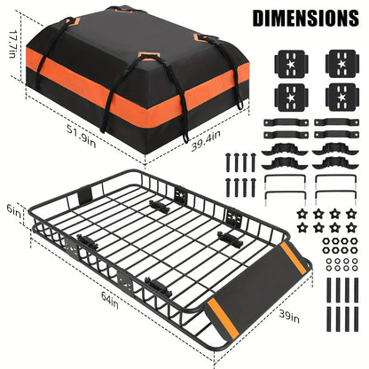 Dakkofferrek – Dakkofferdrager – Dakdrager – Bagagerek – Autodrager – Verstelbaar 162,56 cm – Robuust Stalen Frame – Weerbestendig Met Slot