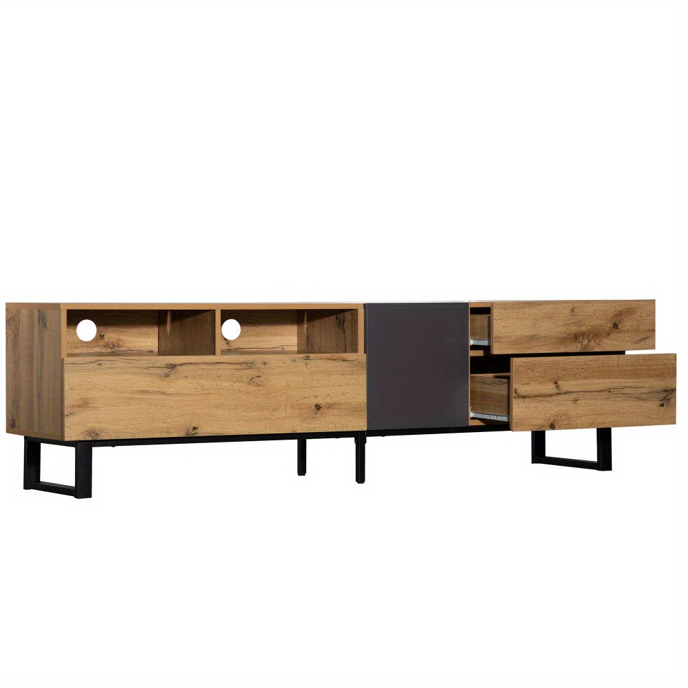 TV-meubel – Tv-kast – Mediameubel – Entertainmentmeubel – Opbergmeubel – Natuurlijk Kleur – Extra Breed 180 cm – Stevige Duurzame Constructie
