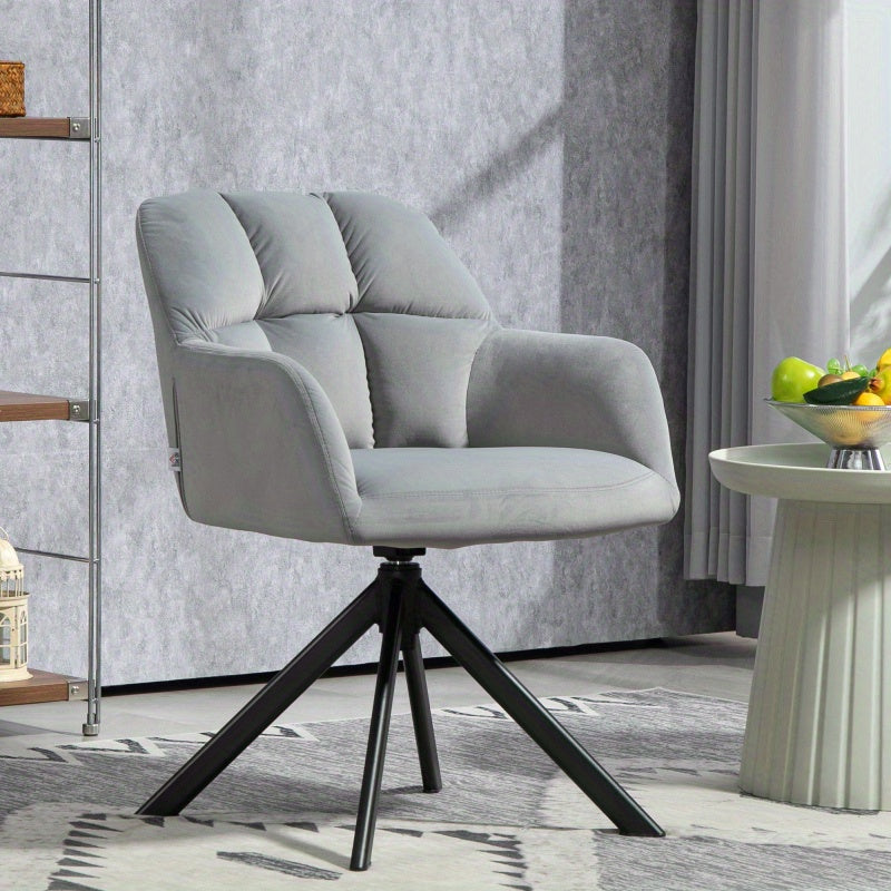 Draaifauteuil – Lounge Stoel – Rotatiefauteuil – Relaxstoel – Fauteuil Met Fluweel Bekleding – Grijs – 360° Draaibaar – Met Metalen Poten