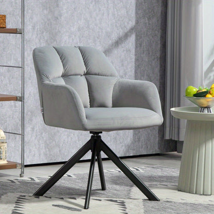 Draaifauteuil – Lounge Stoel – Rotatiefauteuil – Relaxstoel – Fauteuil Met Fluweel Bekleding – Grijs – 360° Draaibaar – Met Metalen Poten