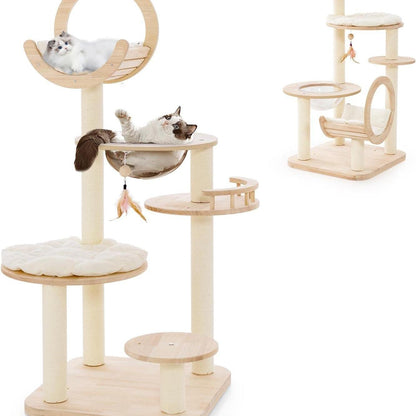 Krabpaal – Kattenkrabpaal – Kattenboom – Krabmeubel – Kattenhuis – 146 cm Hoog – Flexibel 4-in-1 Ontwerp Met Sisal En Houten Constructie