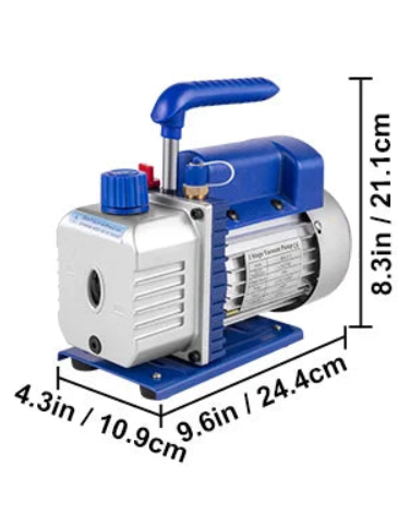 Vacuumpomp - 1.8CFM - 2 fasen - 1HP Koelmiddel Vacuümpomp - Koelgereedschap - HVAC-koeling - met spruitstukmeter - Blauw - QUORE