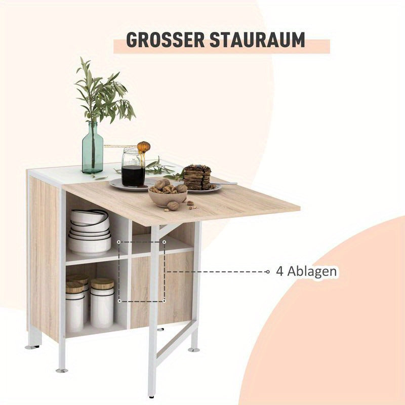 Landelijke Eettafel – Eettafel Met Bijzettafels – Compacte Tafel – Keukentafel – Woonkamertafel – Snelle Montage – Robuuste Metalen Poten