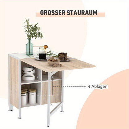 Landelijke Eettafel – Eettafel Met Bijzettafels – Compacte Tafel – Keukentafel – Woonkamertafel – Snelle Montage – Robuuste Metalen Poten