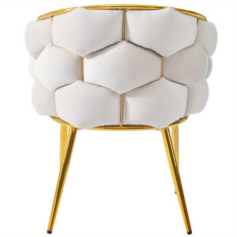 Accentstoelen – Eetkamerstoelen – Fauteuils – Woonkamerstoelen – Bureau Stoelen – Set Van 2 – Beige Bouclé Stof – Gouden Metalen Poten – Geen Montage Nodig – Gemakkelijk Schoon Te Maken