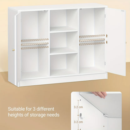 Badkamerkast – Badkamermeubel – Keukenkast – Opbergkast – Dressoir – 2 Deuren – Verstelbare Planken – 30x100x81,5 cm – Wit – Minimalistisch Design