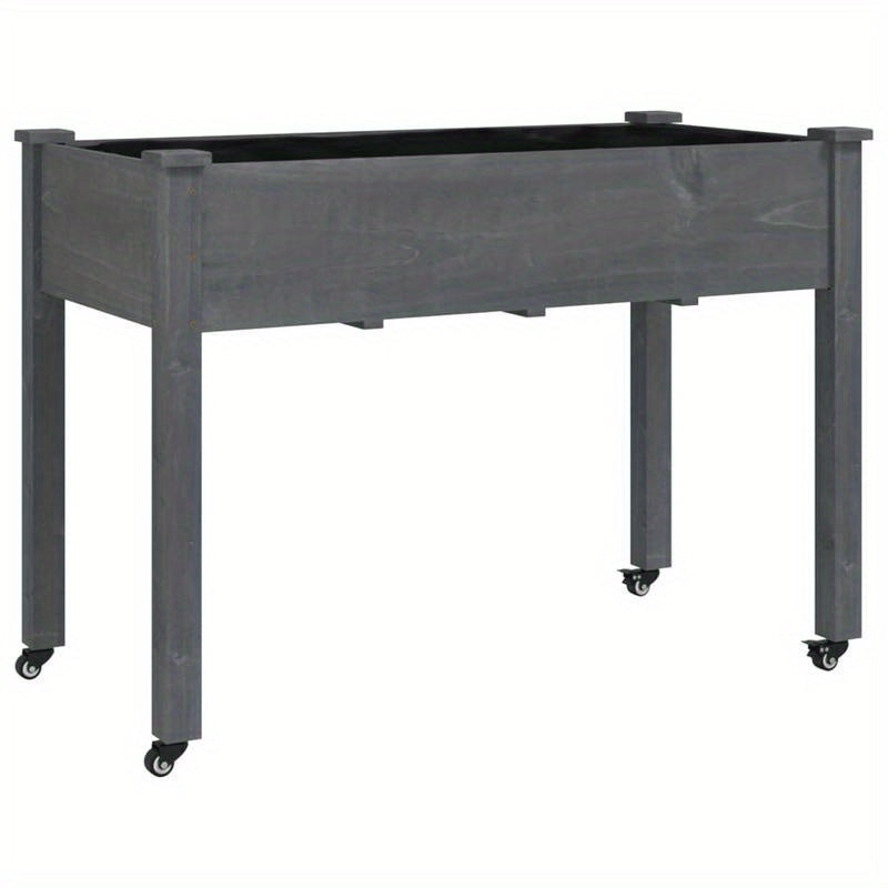Plantenbak Op Wielen – Bloembak – Plantenbak Met Voeten – Tuinbak – Bloempot Houten Kuip – Grijze Voering – Afmetingen 118x59x80 Cm – Gemaakt Van Vurenhout