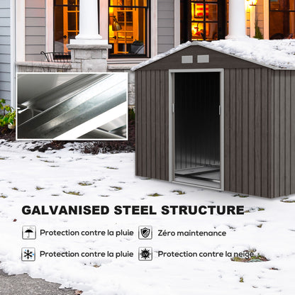 Tuinhuisje – Tuinschuur – Tuinberging – Tuinopslag – Metalen Tuinhuis – 4,9 m² – Schuifdeuren & Ventilatie – Stevig Gegalvaniseerd Staal – Grijs