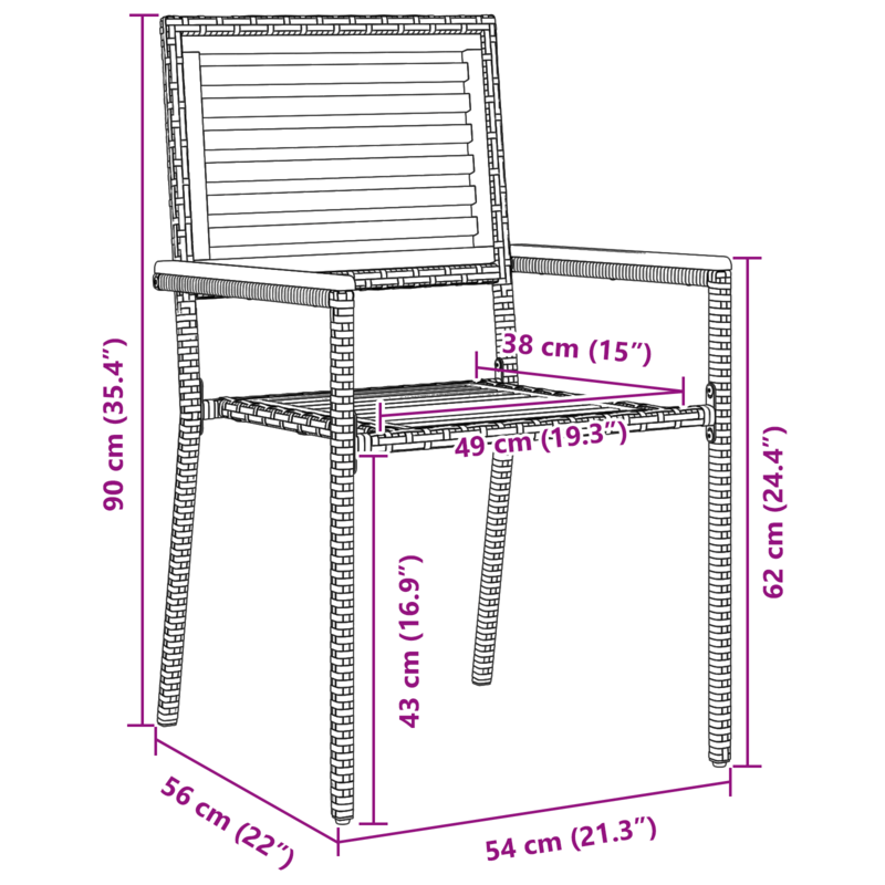 Tuinmeubelset – Tuinset – Loungeset – Zitgroep – Balkonset – Beige Polyrattan en Acaciahout – Stapelbare Stoelen met Kussens – Tafel 50x50 cm
