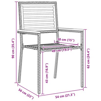Tuinmeubelset – Tuinset – Loungeset – Zitgroep – Balkonset – Beige Polyrattan en Acaciahout – Stapelbare Stoelen met Kussens – Tafel 50x50 cm