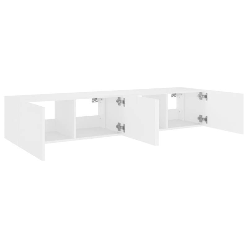 Wandkast TV – Wandschap – Opbergkast – Mediarek – Muurkast – Set Wit – MDF Duurzaam – 80x35x31 cm