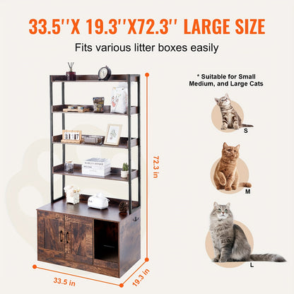 kattenbakhuisje – kattenbakombouw – kattenbakmeubel – kattenkast – kattenhuis – met 4 opberglades – stevig hout en metaal – geurwerend & stijlvol design