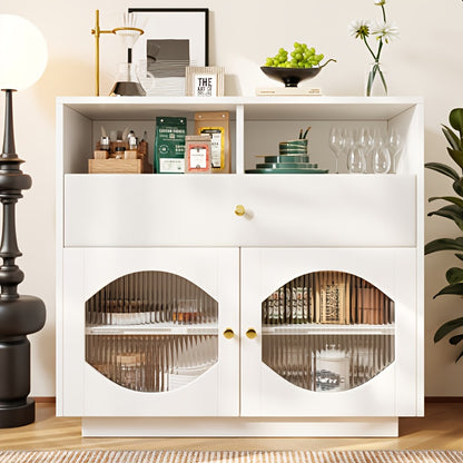 Opbergkast – Opbergmeubel – Kast – Dressoir – Bergkast – Modern Wit – 2 Deuren & Lade – Vrijstaand – 3,2+ Kubieke Voet – Eenvoudige Montage – Duurzaam