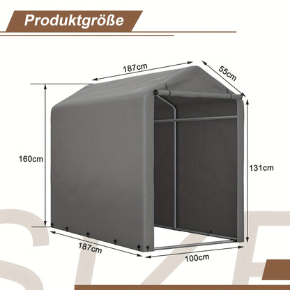 Fietsenstalling – Fietsgarage – Fietsberging – Fietsenhok – Tuinschuur – Donkergrijs – Waterafstotend – Compact 187x100x160 cm