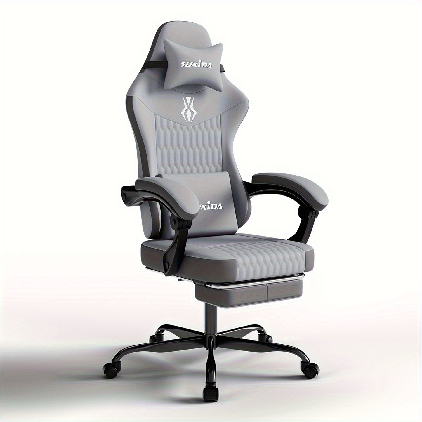 Gamingstoel – Gamestoel – Gaming Chair – Bureaustoel – Game Stoel – Ergonomisch Design – Verstelbare Rugleuning en Voetensteun – Geschikt Voor Harde Vloeren