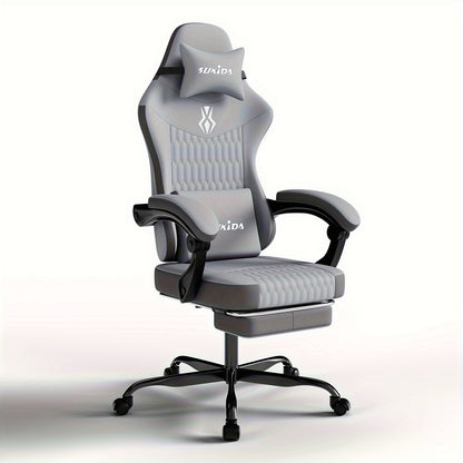 Gamingstoel – Gamestoel – Gaming Chair – Bureaustoel – Game Stoel – Ergonomisch Design – Verstelbare Rugleuning en Voetensteun – Geschikt Voor Harde Vloeren